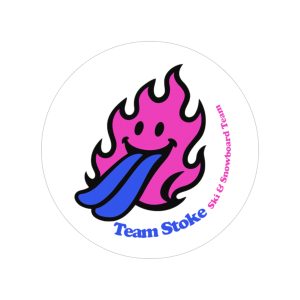Team Stoke Pink/blue Ski Logo Transparent Outdoor Stickers, Round, 1pcs